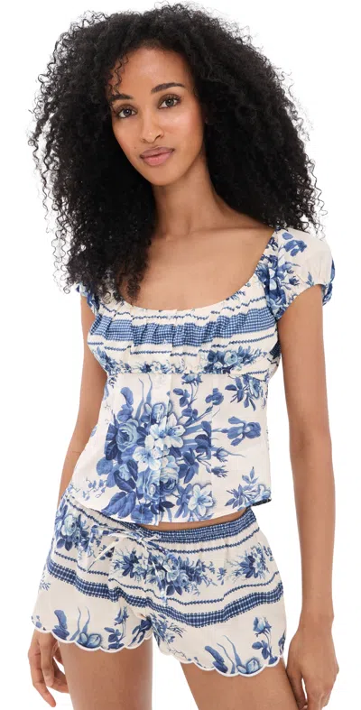Montce Blue Toile Stripe Millie Top Blue Toile Stripe