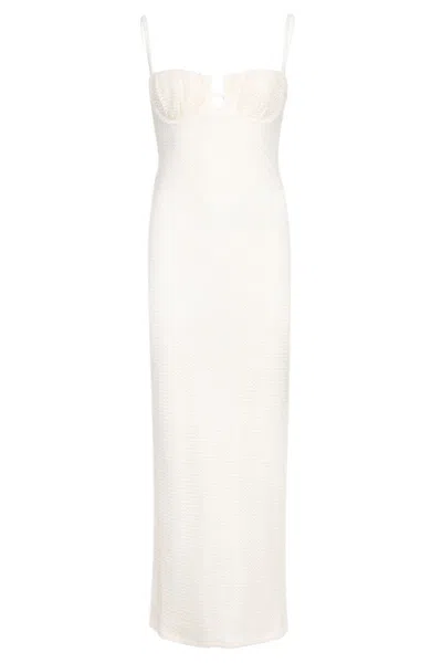 Montce Bone Crochet Petal Long Slip Dress In White
