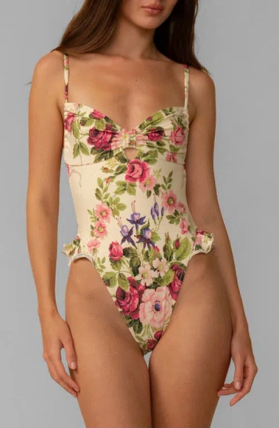 Montce Bouquet Devin Ruffled One-piece Swimsuit In Multi
