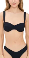 MONTCE BUSTIER BIKINI TOP BLACK RIB