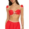 Montce Cabana Cap Sleeve Bikini Top In Red