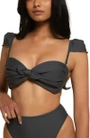 Montce Cabana Cap Sleeve Bikini Top In Charcoal