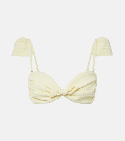 Montce Cabana Gingham Bikini Top In White
