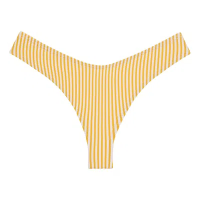 Montce Canary Stripe Lulu (zig Zag Stitch) Bikini Bottom In Yellow