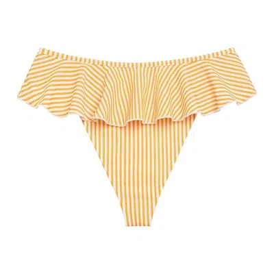 Montce Canary Stripe Tamarindo Ruffle Bikini Bottom In Multi