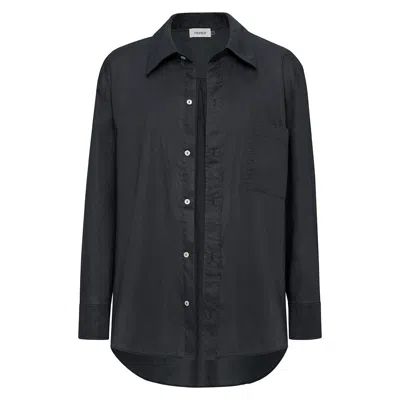 Montce Charcoal Boyfriend Button Down Shirt In Black
