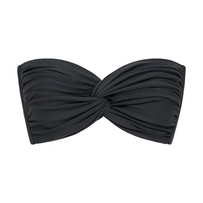 Montce Charcoal Turban Bikini Top In Black