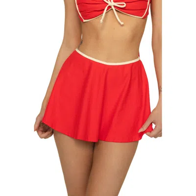 Montce Cherry Cream Skirted Bikini Bottoms In Red