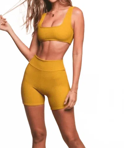 Montce Classic Bike Short In Key Lime Micro Scrunch In Yellow