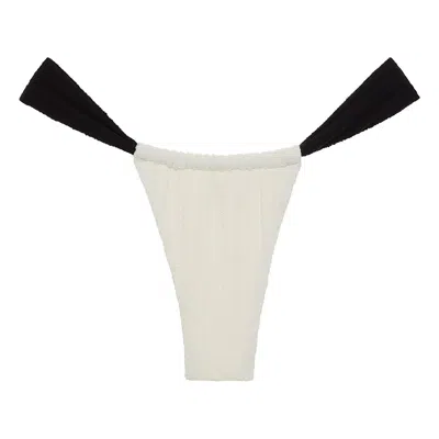 Montce Cream (black Binded) Terry Rib Sandra Bikini Bottom In Multi