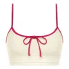 Montce Cream Raspberry Binded Racerback Sport Top In Neutral