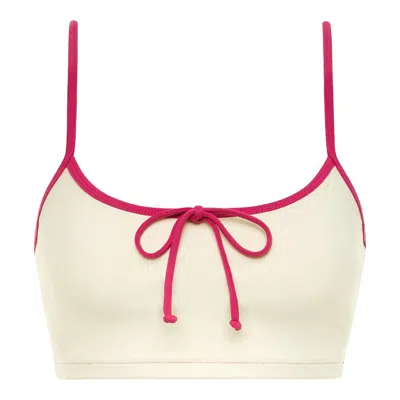 Montce Cream Raspberry Binded Racerback Sport Top In Neutral