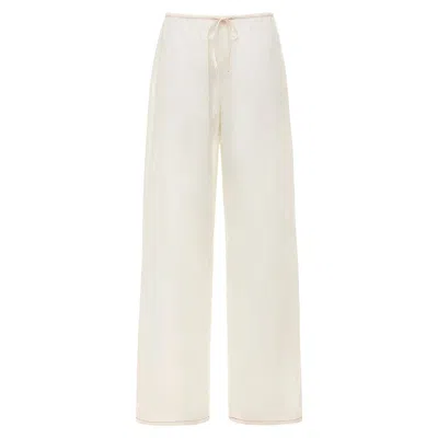 Montce Cream (raspberry Stitch) Drawstring Pant In White