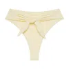 Montce Cream Rib Paula Tie-up Bikini Bottom In Neutral