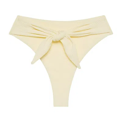 Montce Cream Rib Paula Tie-up Bikini Bottom In Neutral