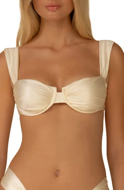 Montce Cream Silkie Bella Underwire Satin Bikini Top In Yellow