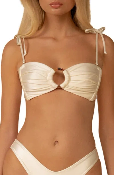 Montce Cream Silkie Tori Ties Bandeau Bikini Top In Neutral