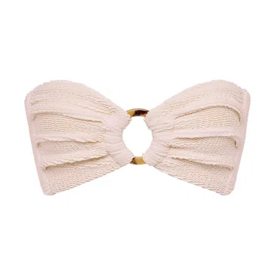 Montce Crema Scrunch Tori Bandeau Bikini Top In Pink