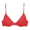 Montce Crimson Micro Scrunch Dainty Bikini Top In Red