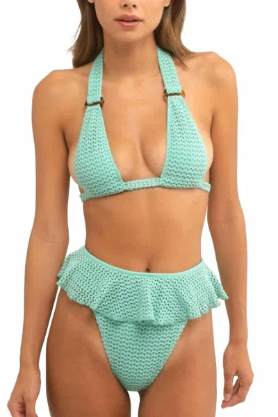 Montce Crochet Tamarindo Ruffle Bikini Bottom In Turquoise In Green