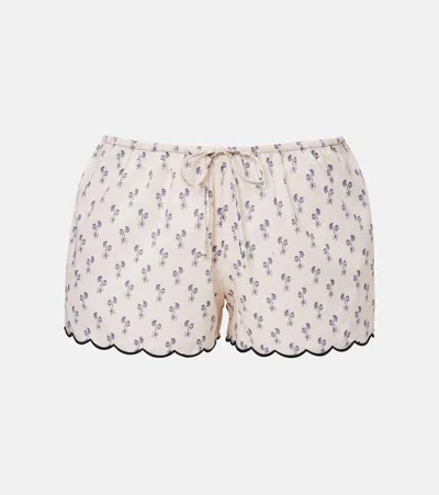Montce Cynthia Floral Scalloped Cotton Shorts In Pink