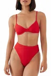 Montce Dainty Underwire Bikini Top In Crimson Micro Scrunch In Red
