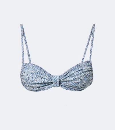 Montce Devin Floral Bikini Top In Blue