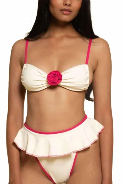 MONTCE DEVIN ROSA BIKINI TOP IN CREAM RASPBERRY BINDED