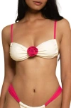 Montce Devin Rosa Bikini Top In Cream Raspberry Binded In Neutral