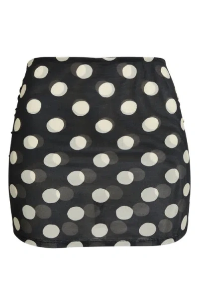Montce Dot Ruched Cover-up Miniskirt In Black