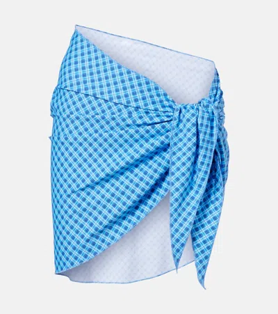 Montce Draped Plaid Beach Cover-up In Blue
