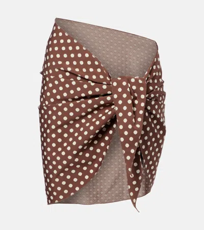 Montce Draped Polka-dot Beach Cover-up In Brown