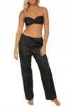 Montce Drawstring Wide Leg Pant In Charcoal In Black