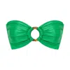 Montce Emerald Shimmer Tori Ties Bandeau Bikini Top In Green