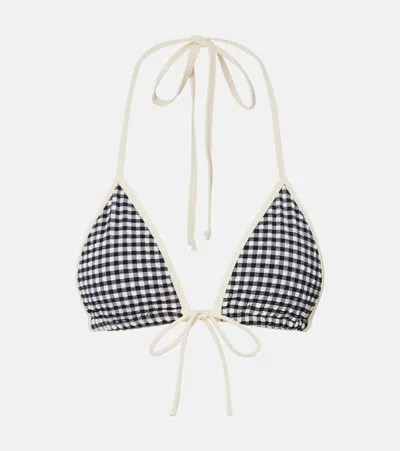 Montce Emma Gingham Bikini Top In Brown