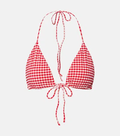 Montce Emma Gingham Bikini Top In Red