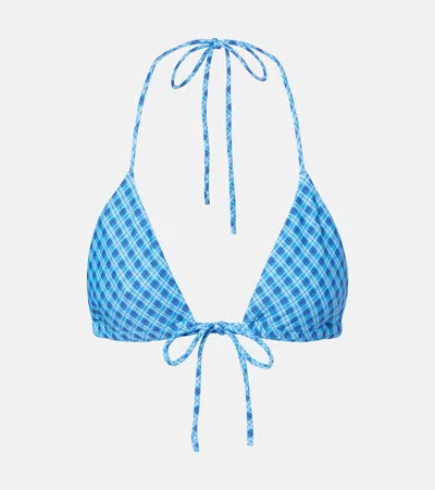 Montce Emma Plaid Bikini Top In Blue