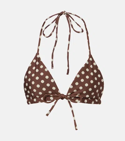 Montce Vivian Emma Polka Dot Bikini Top In Brown