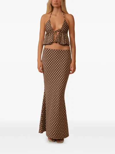Montce Emma Polka-dot Ruffled Blouse In Brown