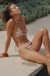 Montce Euro Striped Triangle Bikini Top In Brown