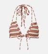 Montce Euro Striped Triangle Bikini Top In Multi