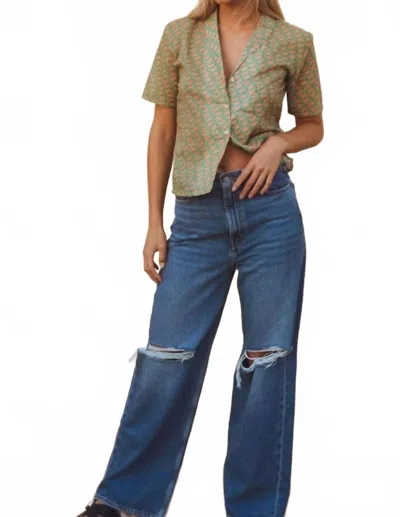 Montce Frankie Button-down Top In Geo In Green