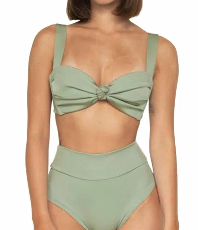 Montce Full Coverage High Rise Bikini Bottom In Sage Green Rib