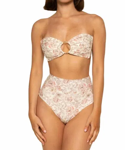 Montce Full Coverage High Rise Bikini Bottom In Venecia Floral In Neutral