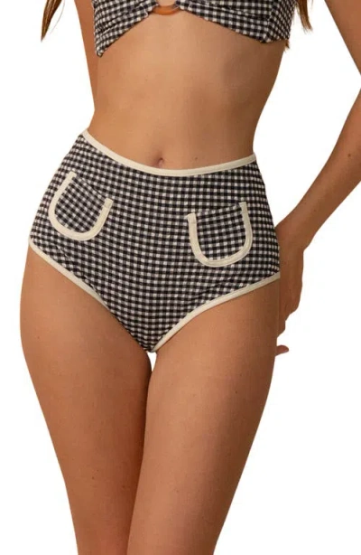 Montce Gingham High Waist Bikini Bottoms In Multi