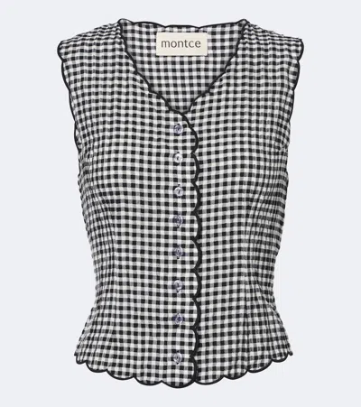 Montce Gingham Scalloped Vest In Multi