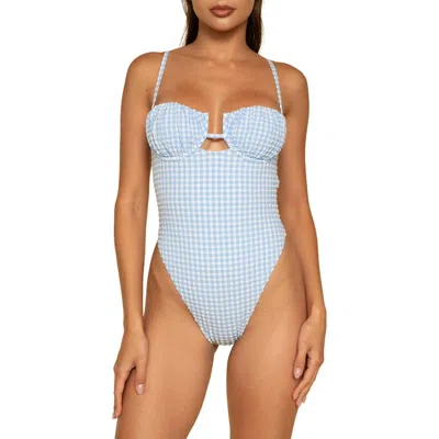 Montce Gingham Underwire One-piece Swimsuit In Periwinkle Micro Gingham