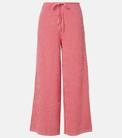 Montce Gingham Wide-leg Pants In Red
