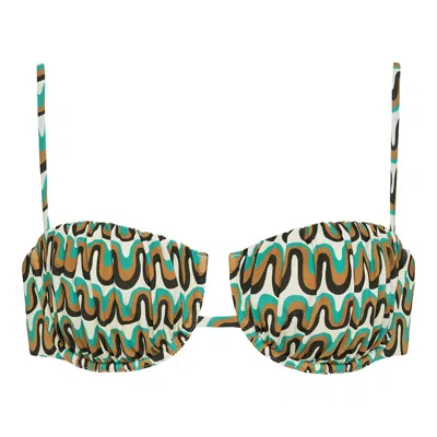 Montce Groovy Petal Bikini Top In Green/black