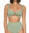 Montce Sage Green Rib Hayden Bikini Top In Green